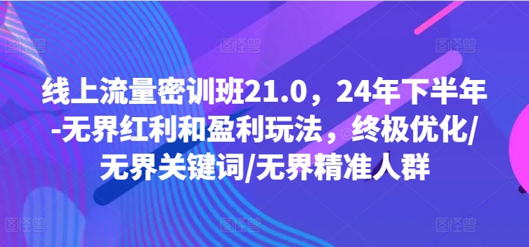 线上流量密训班21.0，24年下半年-无界红利和盈利玩法，终极优化/无界关键词/无界精准人群-6688资源库