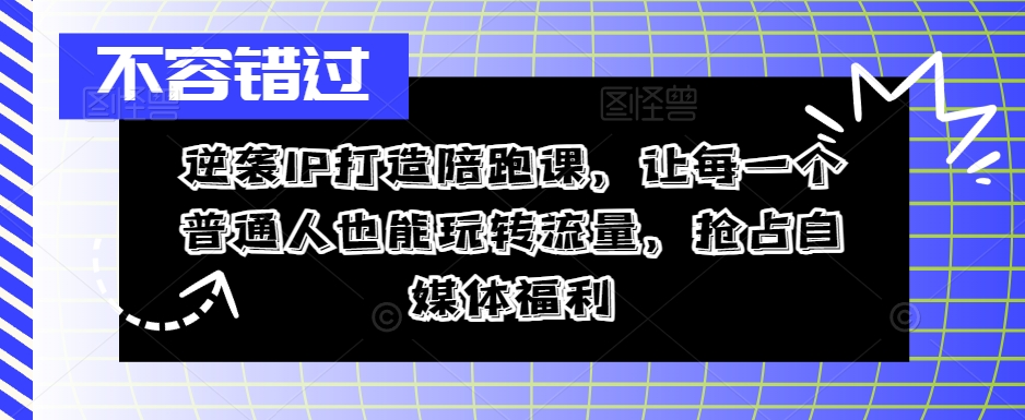 逆袭IP打造陪跑课,让每一个普通人也能玩转流量,抢占自媒体福利-6688资源库