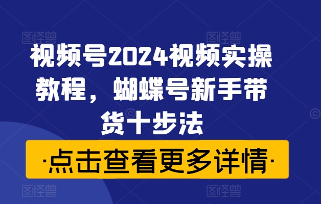 视频号2024视频实操教程,蝴蝶号新手带货十步法-6688资源库