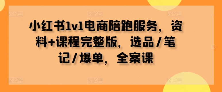 小红书1v1电商陪跑服务，资料+课程完整版，选品/笔记/爆单，全案课-6688资源库