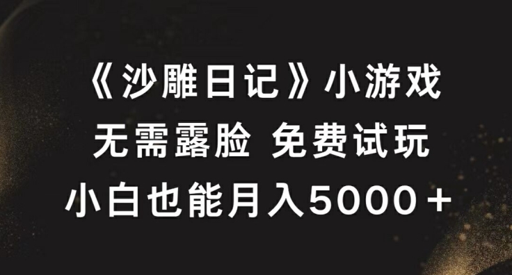 《沙雕日记》小游戏，无需露脸免费试玩，小白也能月入5000+【揭秘】-6688资源库