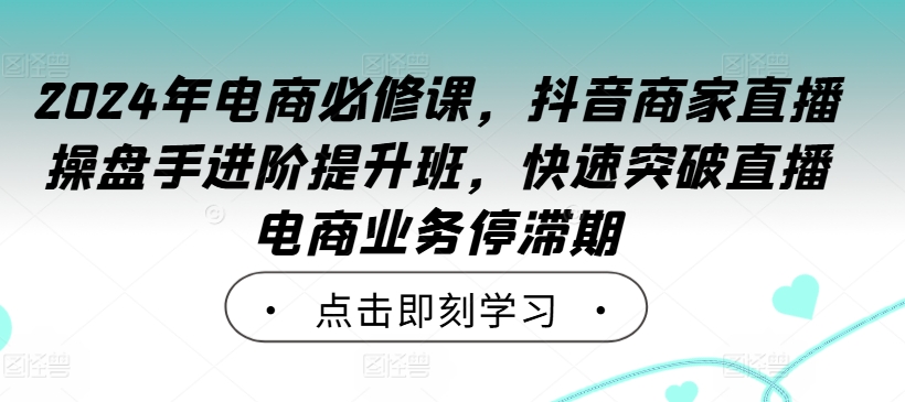 2024年电商必修课，抖音商家直播操盘手进阶提升班，快速突破直播电商业务停滞期-6688资源库
