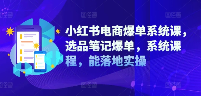 小红书电商爆单系统课，选品笔记爆单，系统课程，能落地实操-6688资源库