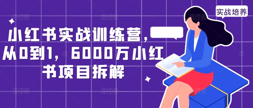 小红书实战训练营，从0到1，6000万小红书项目拆解-6688资源库