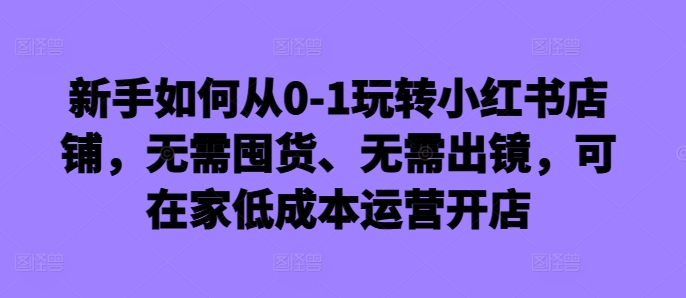 新手如何从0-1玩转小红书店铺，无需囤货、无需出镜，可在家低成本运营开店-6688资源库