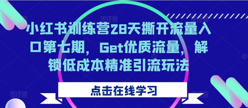 小红书训练营28天撕开流量入口第七期，Get优质流量，解锁低成本精准引流玩法-6688资源库