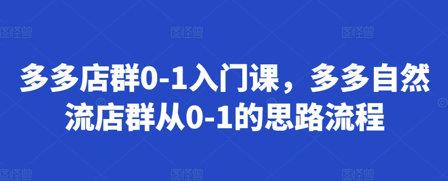 多多店群0-1入门课，多多自然流店群从0-1的思路流程-6688资源库