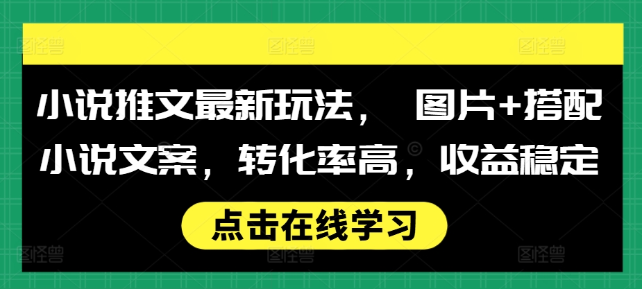 小说推文最新玩法， 图片+搭配小说文案，转化率高，收益稳定-6688资源库