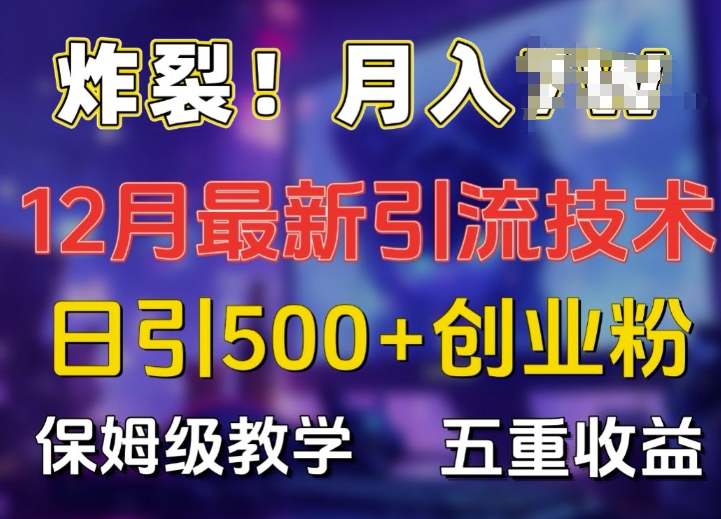 炸裂!揭秘12月最新日引流500+精准创业粉，多重收益保姆级教学-6688资源库