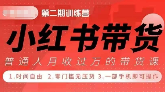 小Red书带货42天训练营 2.0版，宝妈+自由职+上班族+大学生，提高副业收入的大红利项目-6688资源库