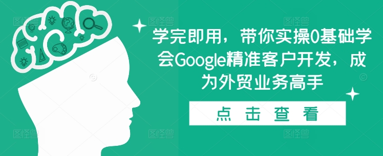 学完即用,带你实操0基础学会Google精准客户开发,成为外贸业务高手-6688资源库