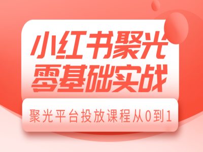 小红书聚光零基础实战，聚光平台投放课程从0到1-6688资源库