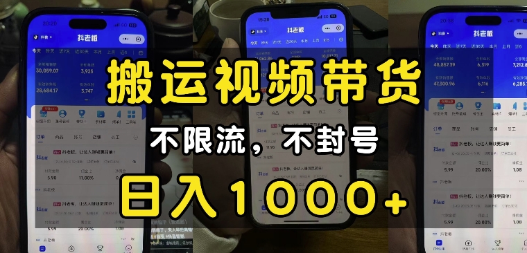 “小白必看”搬运视频带货玩法，不限流，不封号，纯自然流，日入1k-6688资源库