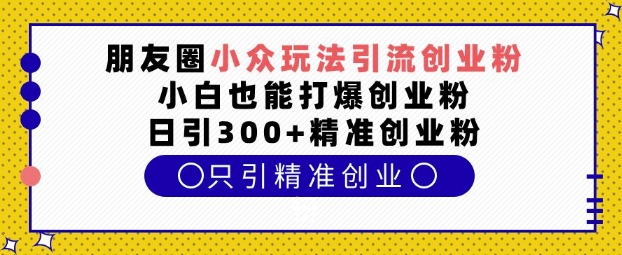 朋友圈小众玩法引流创业粉，小白也能打爆创业粉，日引300+精准创业粉【揭秘】-6688资源库