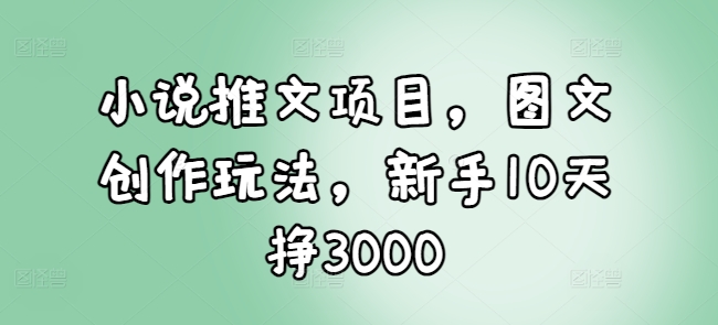 小说推文项目，图文创作玩法，新手10天挣3000-6688资源库