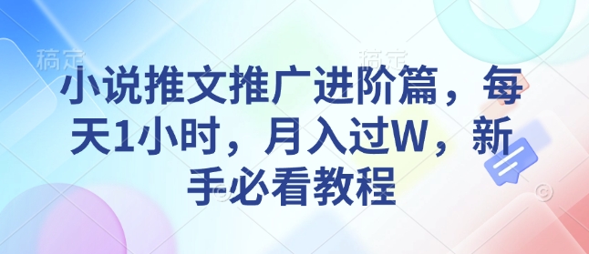 小说推文推广进阶篇，每天1小时，月入过W，新手必看教程-6688资源库