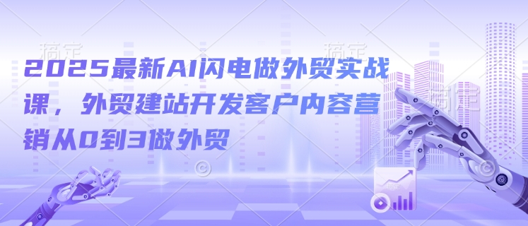 2025最新AI闪电做外贸实战课，外贸建站开发客户内容营销从0到3做外贸-6688资源库