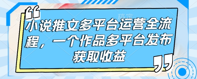 小说推文多平台运营全流程，一个作品多平台发布获取收益-6688资源库