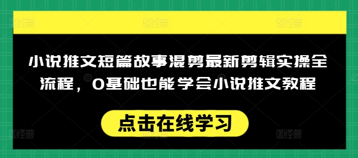 小说推文短篇故事混剪最新剪辑实操全流程，0基础也能学会小说推文教程，肯干多发日入多张-6688资源库