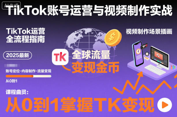 2025最新TikTok账号运营与视频制作实战全流程，从0到1掌握TK变现（含11月最新TK搬运技术）-6688资源库