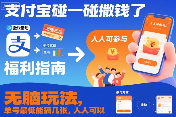 支付宝碰一碰撒钱了，无脑玩法，单号最低能搞几张，人人可以撸【揭秘】-6688资源库