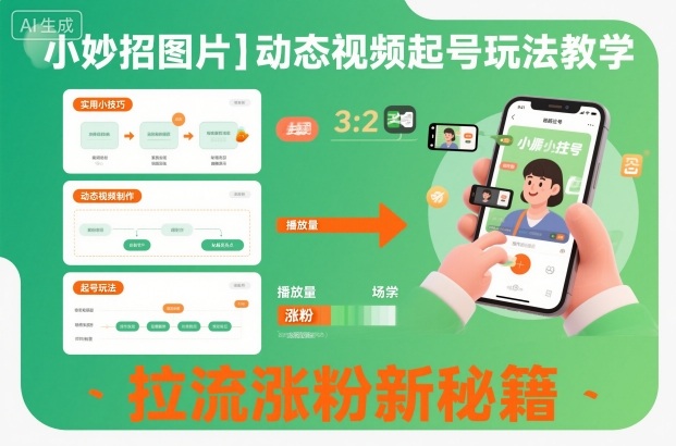 小妙招图片＋动态视频起号玩法教学，拉流涨粉新秘籍-6688资源库
