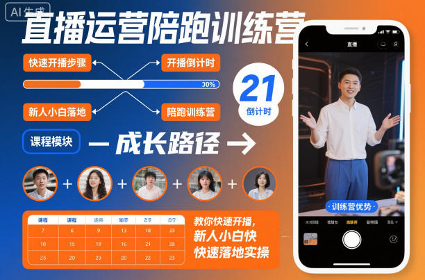 直播运营陪跑训练营，教你快速开播，新人小白快速落地实操-6688资源库