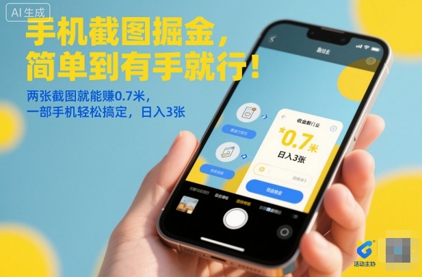 手机截图掘金，简单到有手就行！两张截图就能賺0.7米，一部手机轻松搞定，日入3张【揭秘】-6688资源库