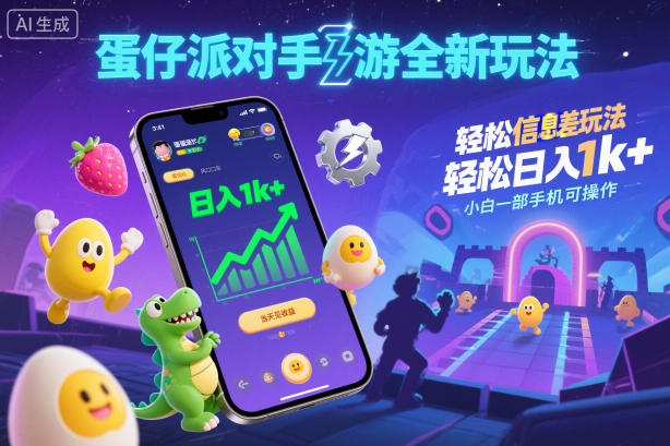 蛋仔派对手游全新玩法，轻松日入1k+，风口信息差玩法，当天见收益，小白一部手机可操作-6688资源库