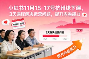 小红书11月15-17号杭州线下课,3天课程解决运营问题,提升内卷能力【音频+PPT图片】-6688资源库