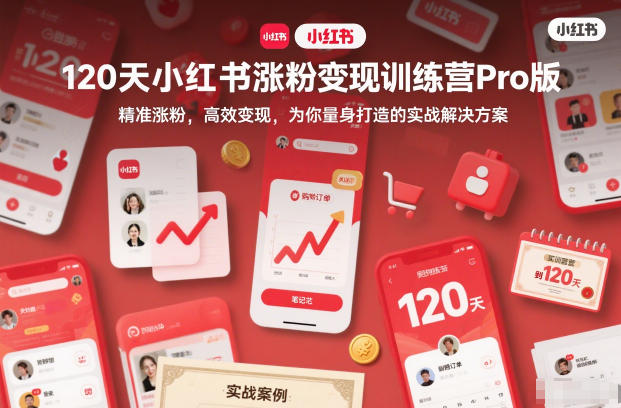 120天小红书涨粉变现训练营Pro版，​精准涨粉，高效变现​，为你量身打造的实战解决方案-6688资源库