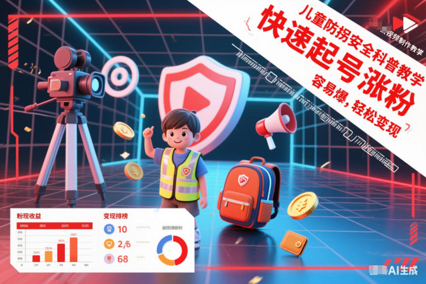 儿童防拐安全科普知识视频制作教学，快速起号涨粉，容易爆，轻松变现-6688资源库