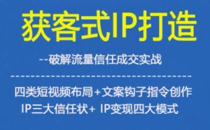 获客型IP打造,破解流量信任成,四类短视频布局+文案钩子指令创作IP三大信任状+IP变现四大模式-6688资源库