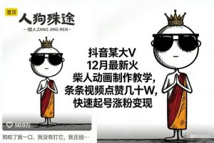 抖音某大V12月最新火柴人动画制作教学,条条视频点赞几十W,快速起号涨粉变现-6688资源库