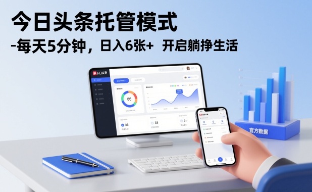 今日头条托管模式，每天5分钟，日入6张+，开启躺挣生活【揭秘】-6688资源库