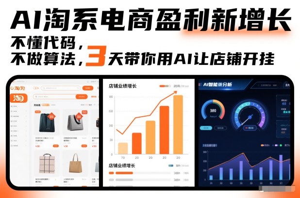 AI淘系电商盈利新增长，不懂代码，不做算法，3天带你用AI让店铺开挂-6688资源库
