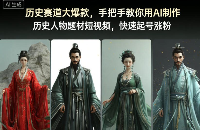 历史赛道大爆款，手把手教你用AI制作历史人物题材短视频，快速起号涨粉-6688资源库