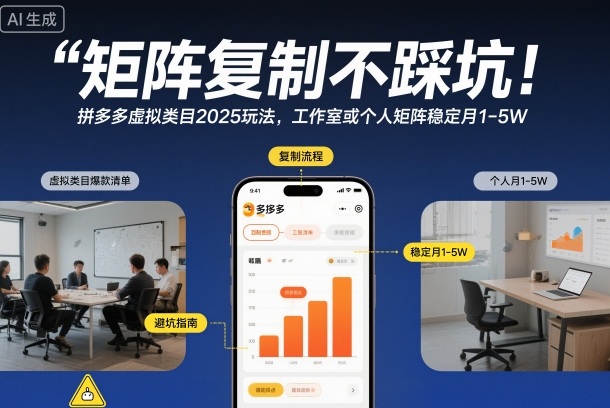 矩阵复制不踩坑！拼多多虚拟类目2025玩法，工作室或者个人矩阵稳定月1-5W【揭秘】-6688资源库