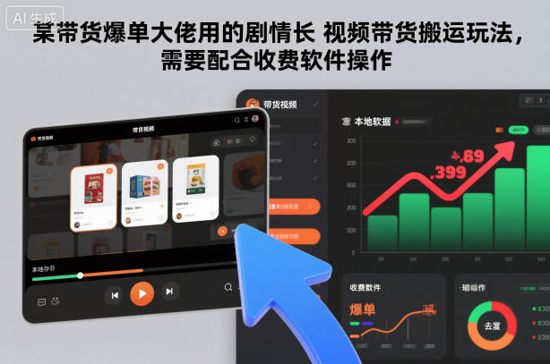 某带货爆单大佬用的剧情长视频带货搬运玩法，需要配合收费软件操作-6688资源库