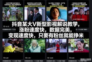 抖音某大V新型影视解说教学,涨粉速度快,数据完美,变现速度快,只要有粉丝就能挣米-6688资源库
