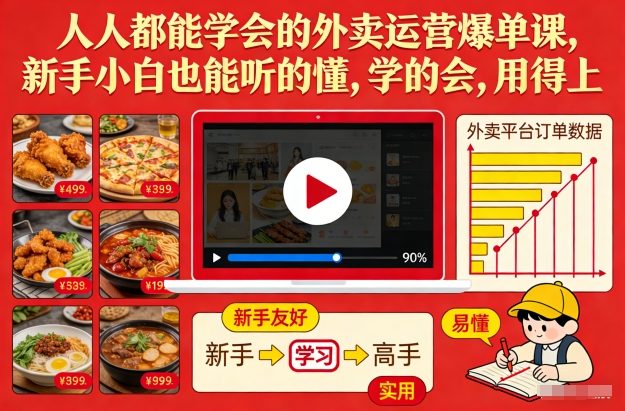 人人都能学会的外卖运营爆单课，新手小白也能听的懂，学的会，用得上-6688资源库