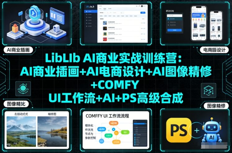 LibLIb AI商业实战训练营：AI商业插画+AI电商设计+AI图像精修+COMFY UI工作流+AI+PS高级合成-6688资源库