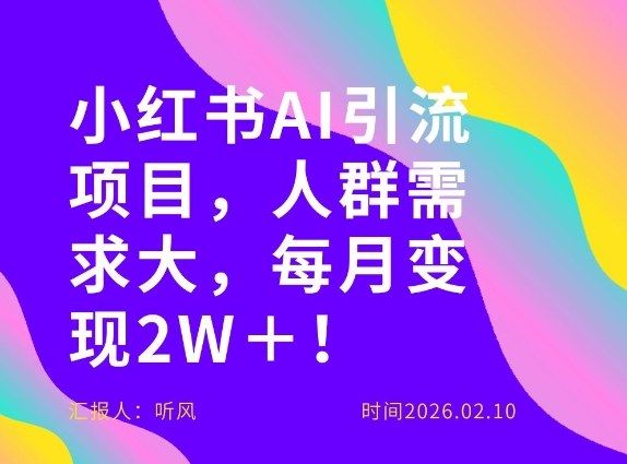 她通过这个AI项目每月做到2W＋的收入，最新小红书AI项目，人群需求大！-6688资源库