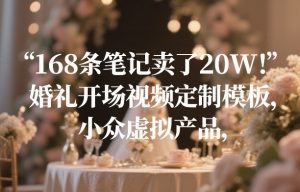168条笔记卖了20W！婚礼开场视频定制模板，小众虚拟产品-6688资源库
