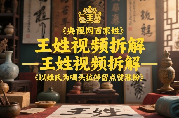 央视网百家姓–王姓视频拆解，以姓氏为噱头拉停留点赞涨粉-6688资源库