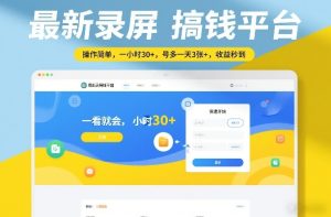 最新录屏搞钱平台，操作简单，一看就会，一小时30+，号多一天3张+，收益秒到【揭秘】-6688资源库