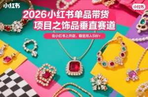 2026小红书单品带货项目之饰品垂直赛道，潮在小红书上开店，稳定月入5W+-6688资源库