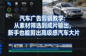 汽车广告剪辑教学：从素材筛选到成片输出，新手也能剪出高级感汽车大片-6688资源库
