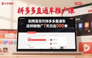 拼多多直通车推广课，别再盲目开拼多多直通车，这样做推广7天日出500单-6688资源库