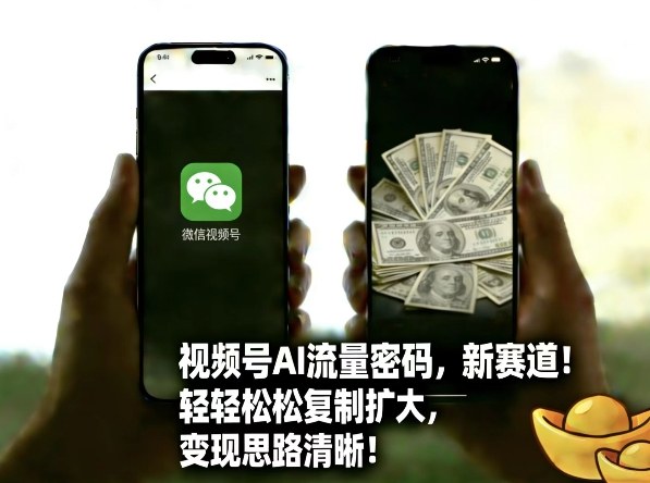 视频号AI流量密码新赛道，轻轻松松复制扩大，变现思路清晰-6688资源库